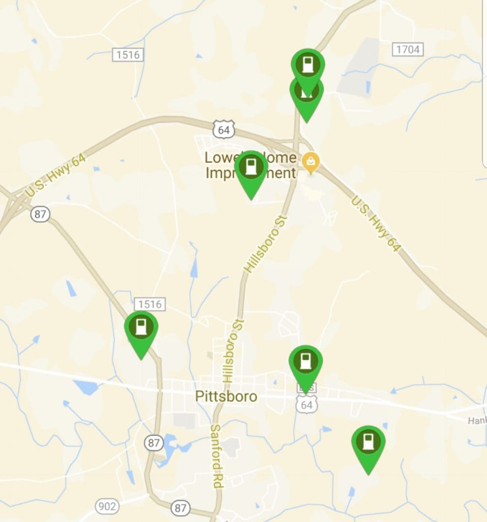 Charging stations pittsboro NC