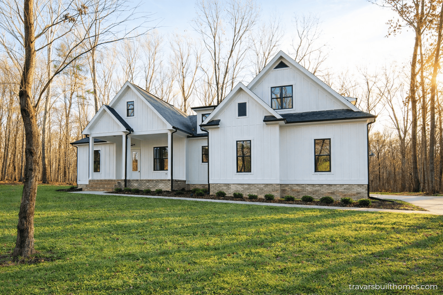 Mebane NC New Homes | White Farmhouse Exterior