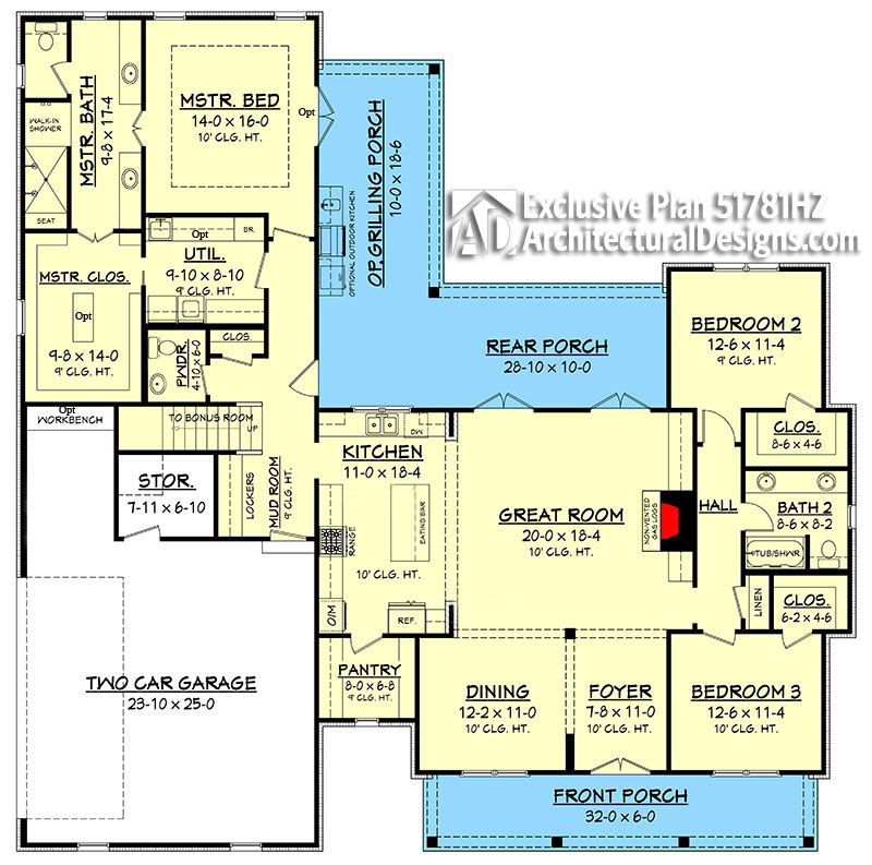Farmhouse Plan with Optional Bonus Room