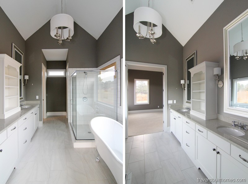 Chatham County NC Custom Homes | Farmhouse White Bathroom