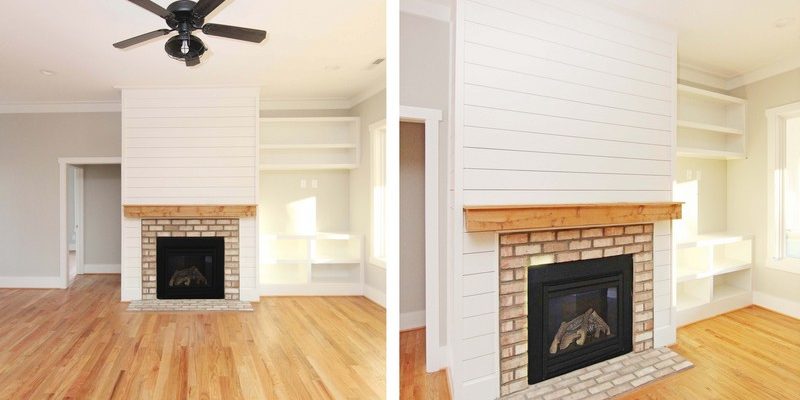 Brick Fireplace Built Ins | Mebane NC New Homes
