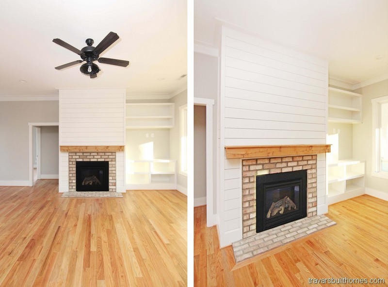 Brick Fireplace Built Ins | Mebane NC New Homes