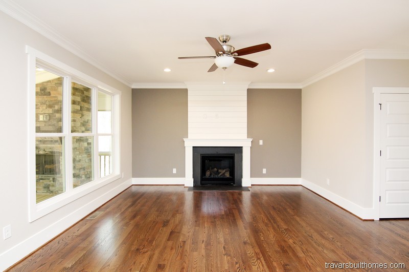 Living Room Ship Lap Fireplace | New Homes Chapel Hill NC