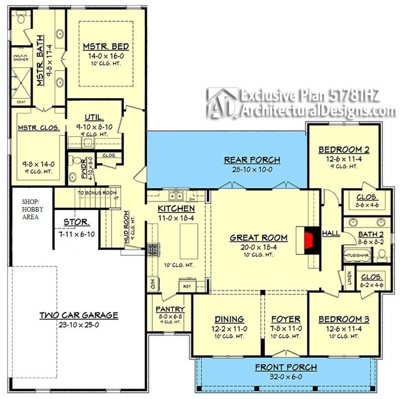 Carolina Farmhouse Plan with Optional Bonus Room