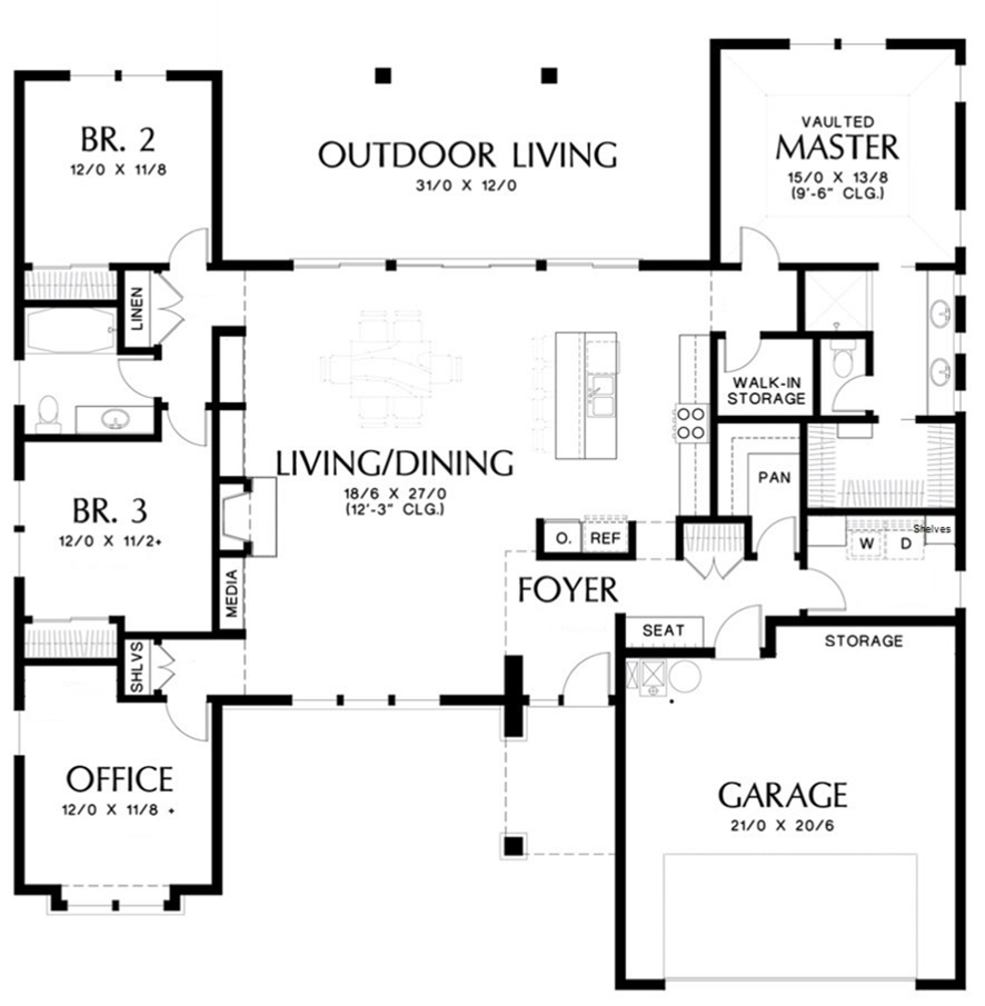 Single Story Contemporary House Plan