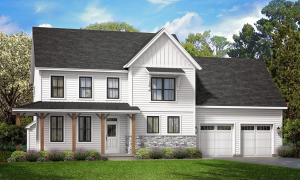 Two Story White Farmhouse Plan