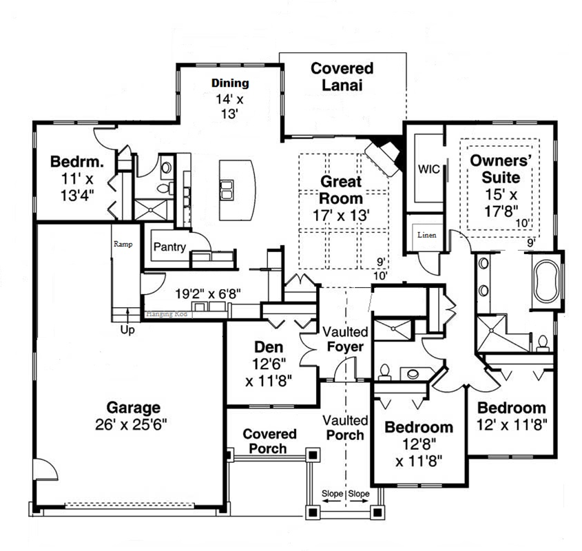 One Story Accessible Home Floor Plan