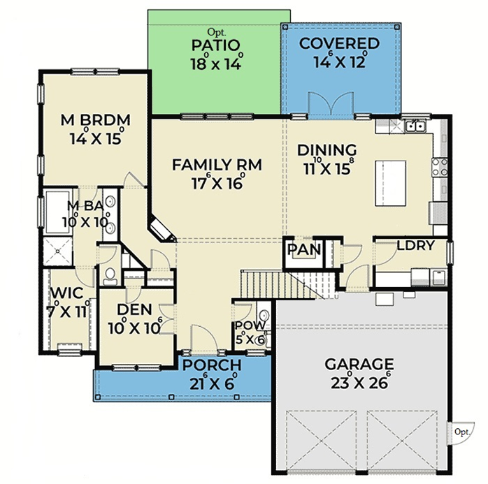 Downstairs Owner's Suite House Plan
