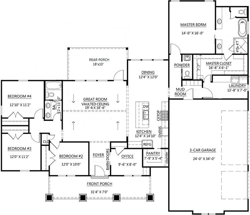 One Story House Plan