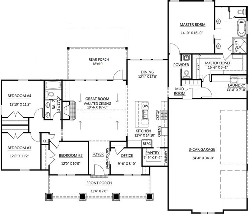 One Story House Plan